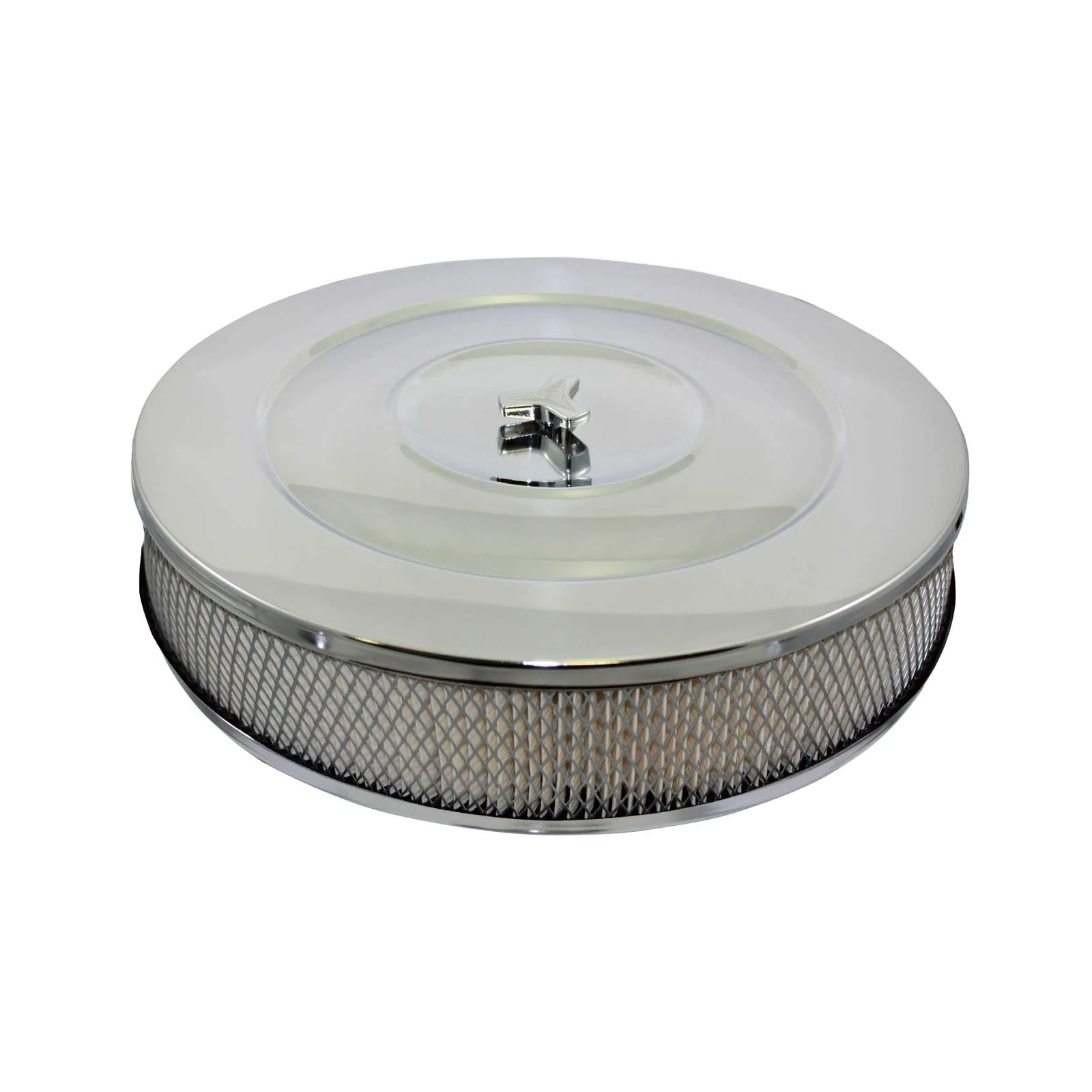 14" Performance Style Chrome Steel Air Cleaner Kit - Recessed Base