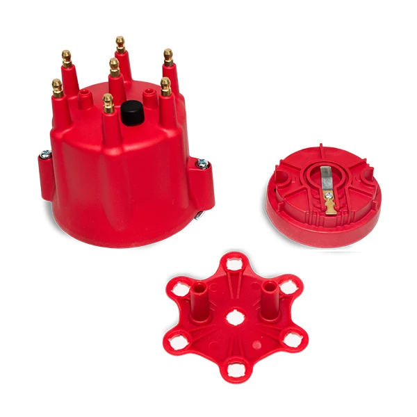 6-Cylinder Male Pro Series Distributor Cap & Rotor Kit - Red