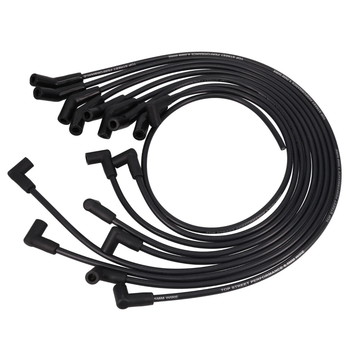 8.5mm Chevy Big Block Spark Plug Wire Set with 135° Plug Boots - Black