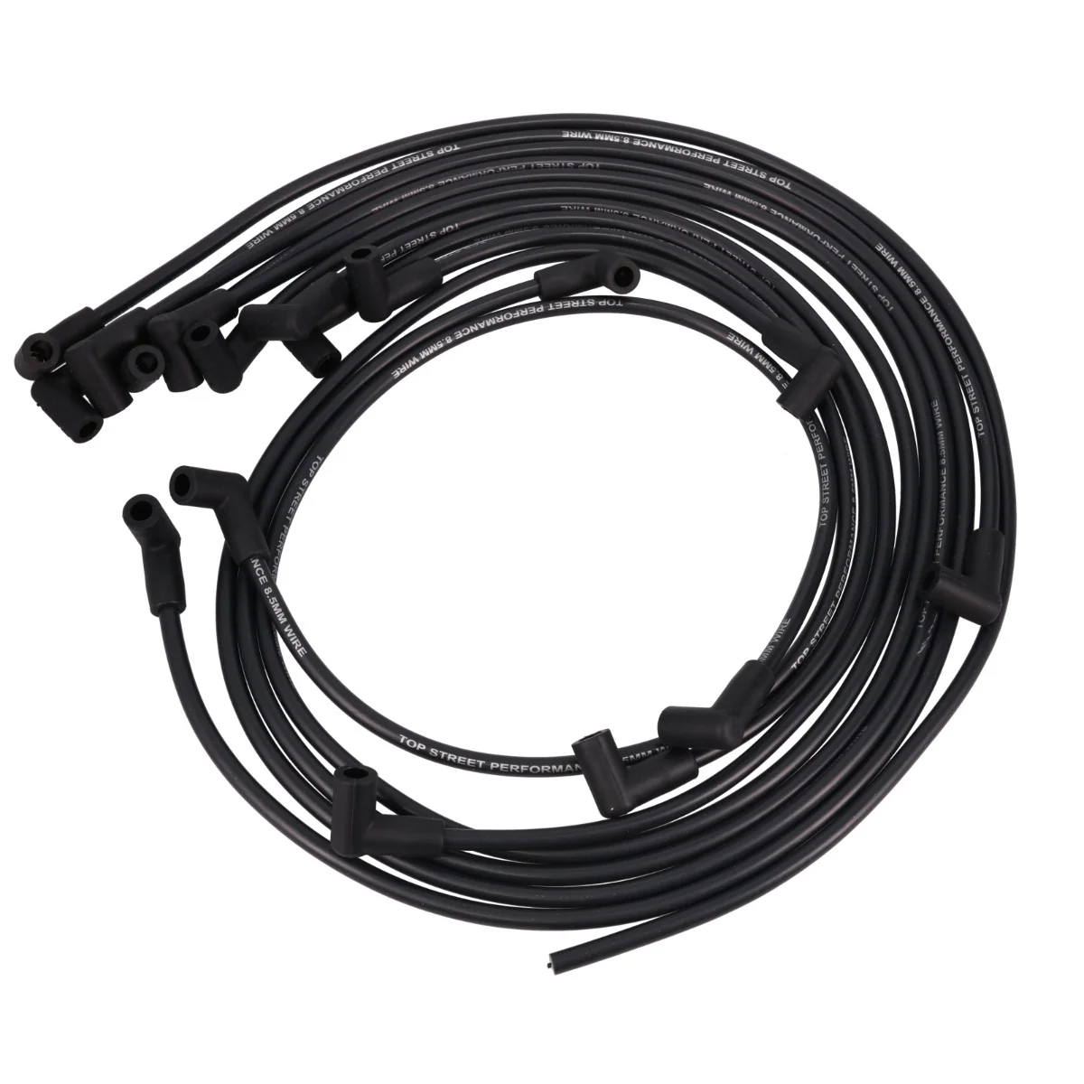 8.5mm Chevy Small Block Under Header Spark Plug Wire Set with 90° Plug Boots - Black
