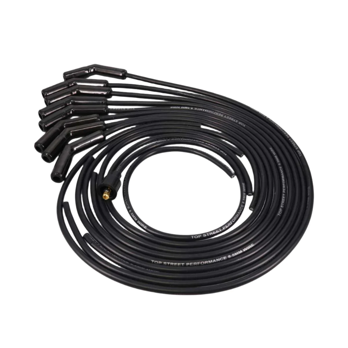 8.5mm Universal Black Ignition Wires with 135° Ceramic Plug Boots - Black