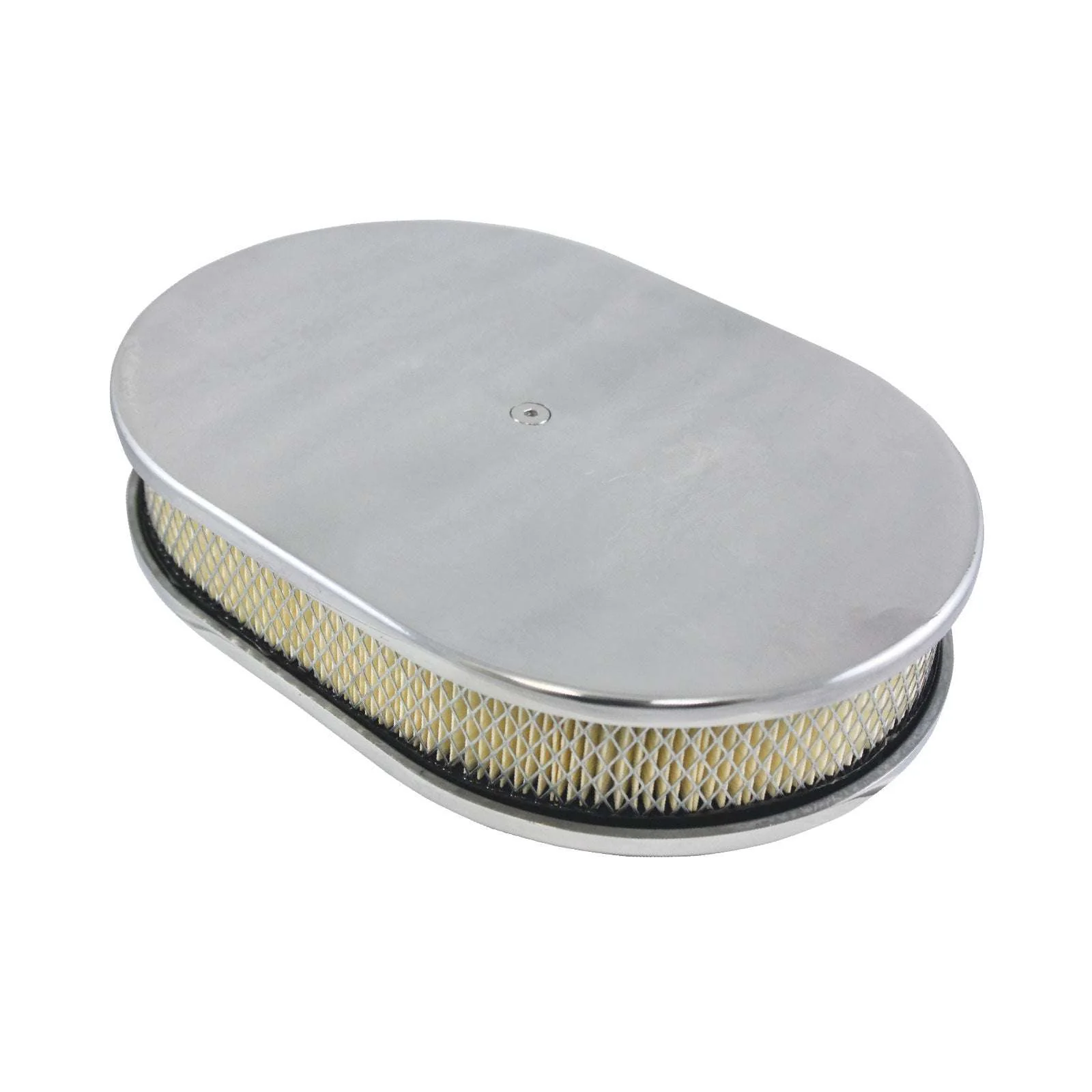 12" Polished Aluminum Oval Air Cleaner Kit with Flat Base