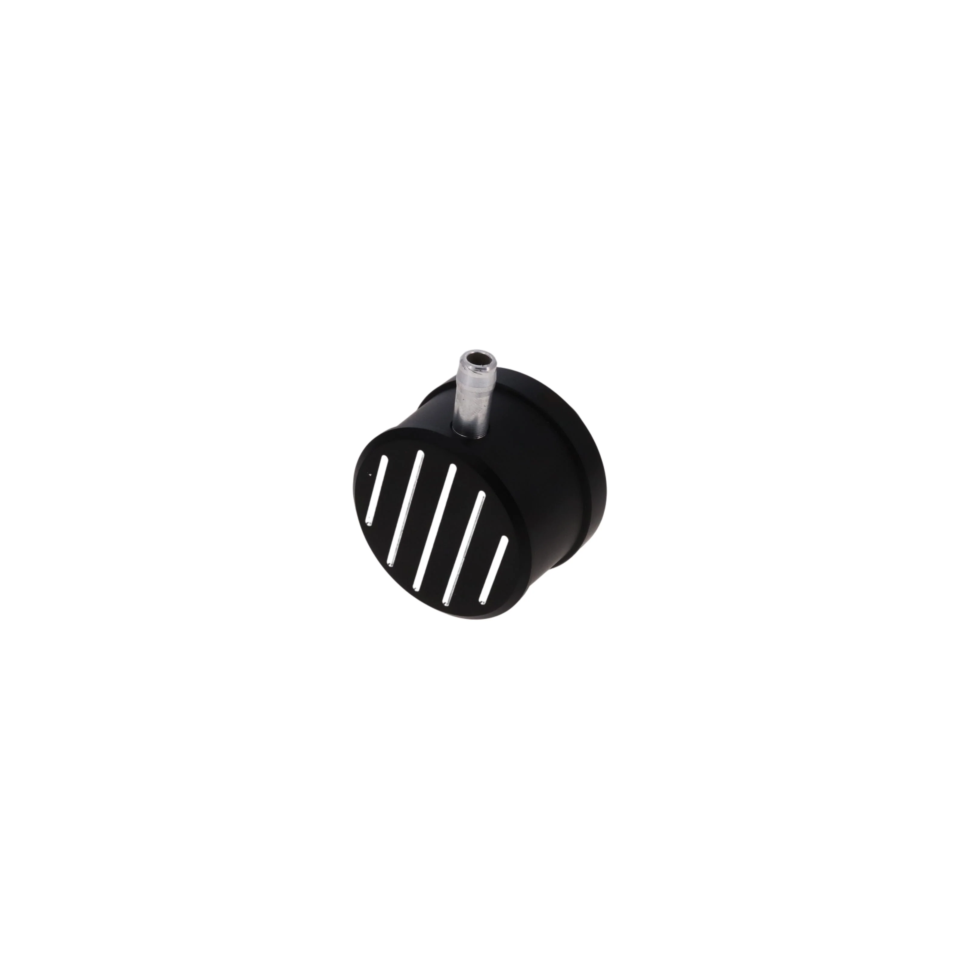 Aluminum Breather Cap, Push-In with Tube Ball-Milled - Black - Image 2