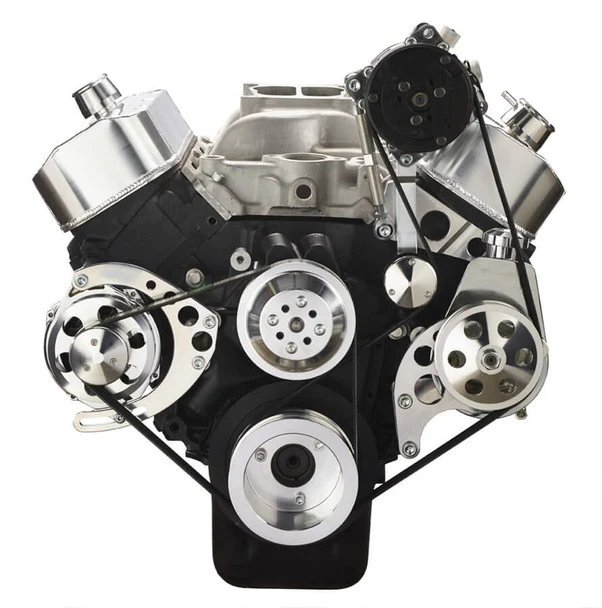 Chevy Big Block Gen. VI Serpentine Conversion Kit - AC, Alternator & Power Steering, Long Water Pump - Polished - Image 3