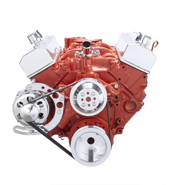 Chevy Small Block Serpentine Conversion - Alternator Only, Long Water Pump - Polished - Image 2