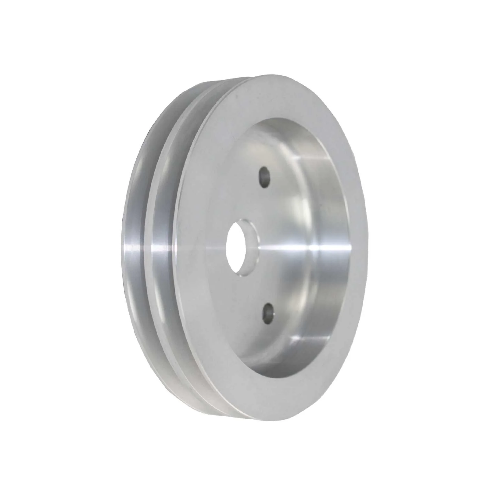 Chevy Small Block Short Water Pump Double-Groove Aluminum Crankshaft Pulley - Satin