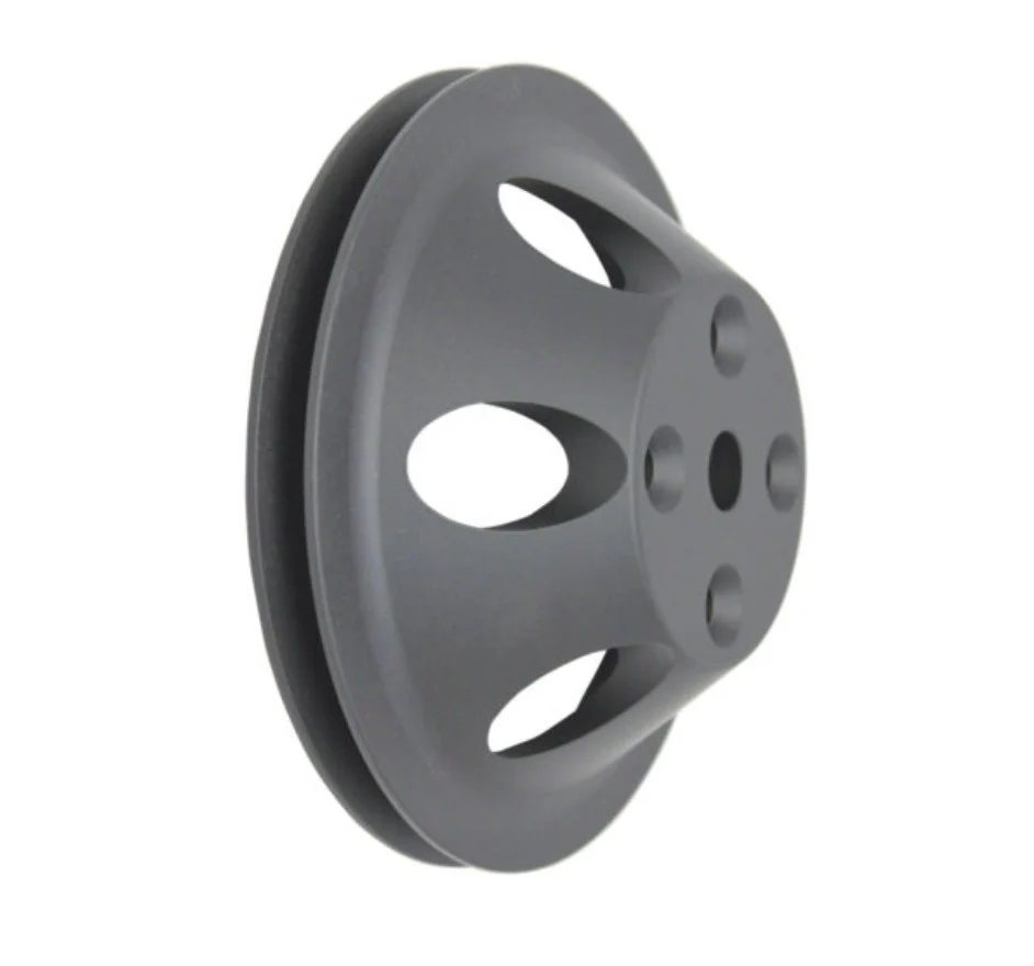 Chevy Small Block Single-Groove Aluminum Long Water Pump Pulley - Black