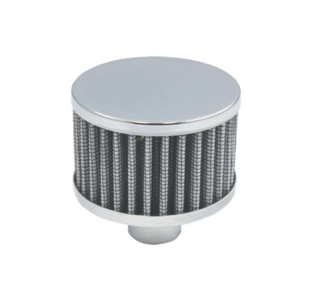 Chrome Steel Round Push-In No-Lip Breather with Washable Filter