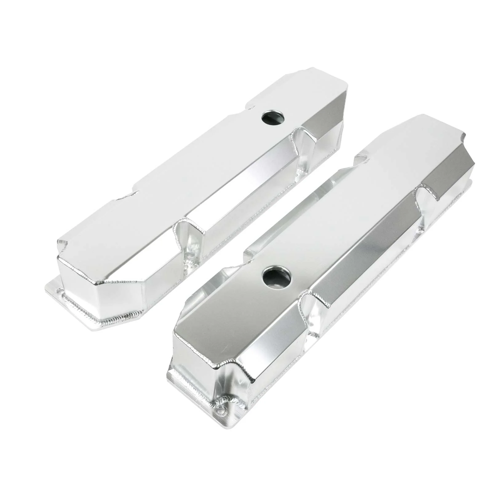 Chrysler Big Block Short Bolt Fabricated Aluminum Valve Covers - Clear Anodized