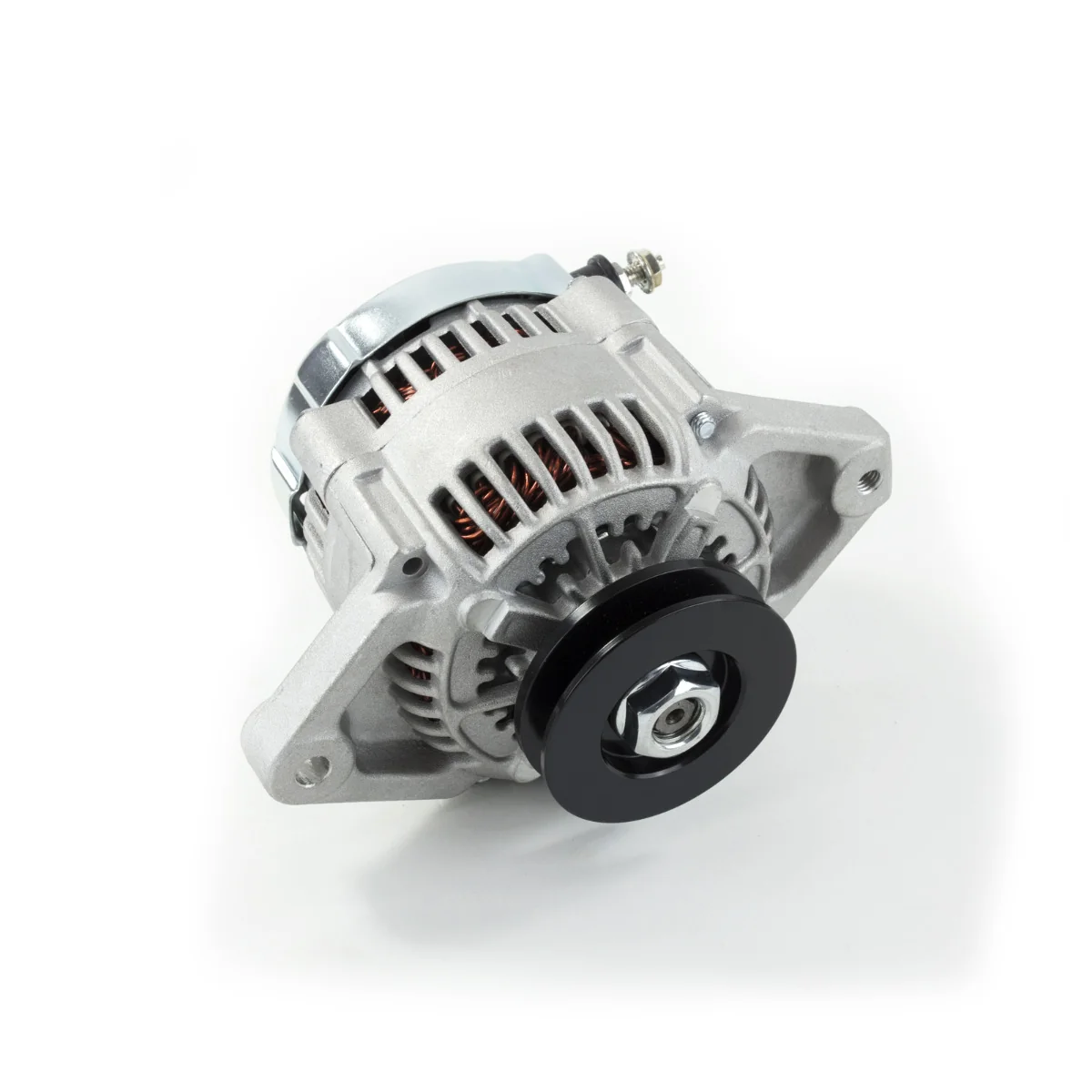Denso Style 90 Amp Mini Alternator with 3/8" V-Belt Pulley - Satin