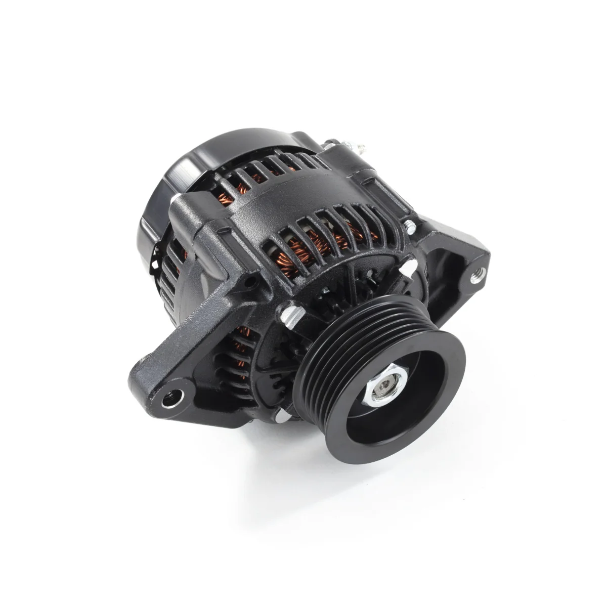 Denso Style 90 Amp Mini Alternator with Serpentine Pulley - Black