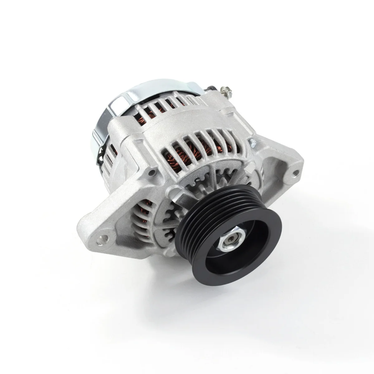 Denso Style 90 Amp Mini Alternator with Serpentine Pulley - Satin