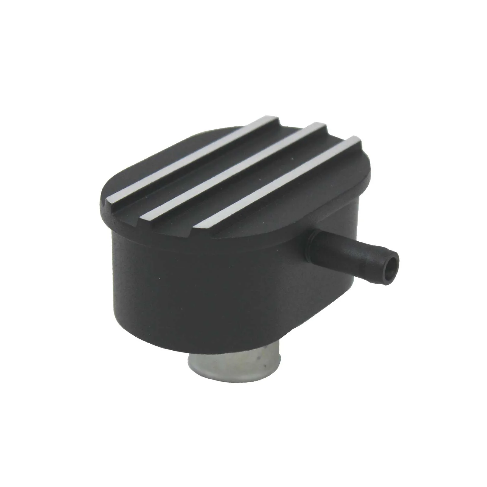 Finned Aluminum Oval Push-In Breather with PCV Valve - Black
