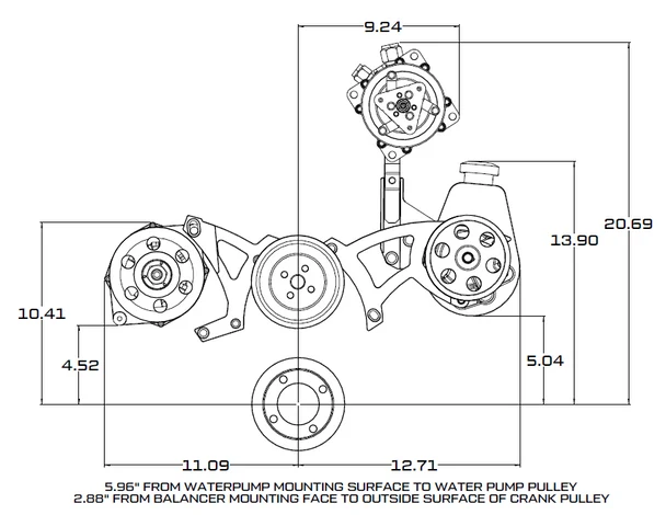 Ford 351C, 351M & 400 Serpentine System - Power Steering & Alternator - Black - Image 2