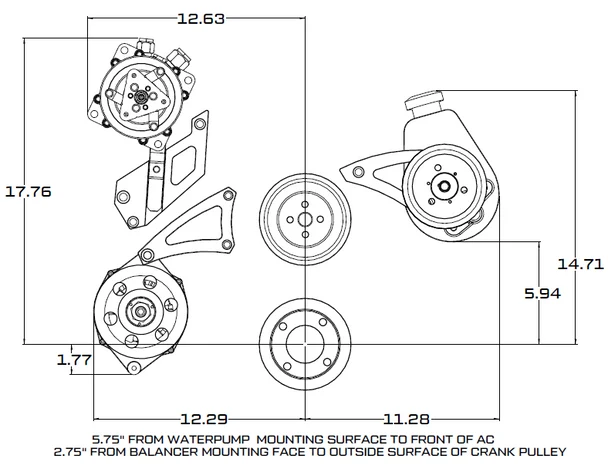 Ford 460 Serpentine System - AC, Alternator & Power Steering - Polished - Image 4