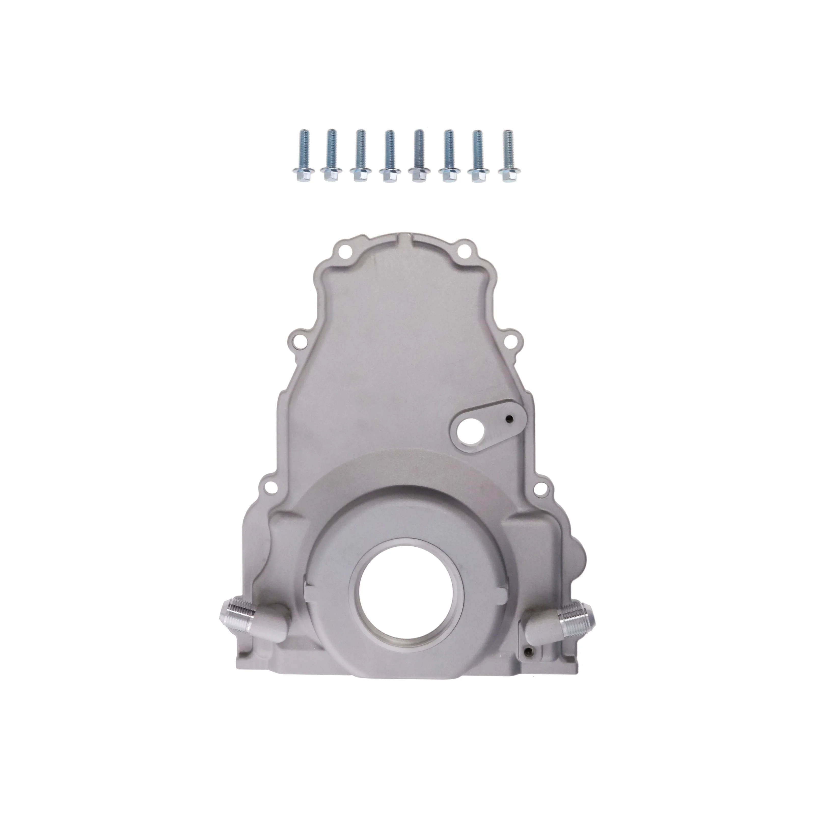 GM LS2/LS3 Satin Aluminum One-piece Timing Cover w/ Hardware & Cam Sensor Provision