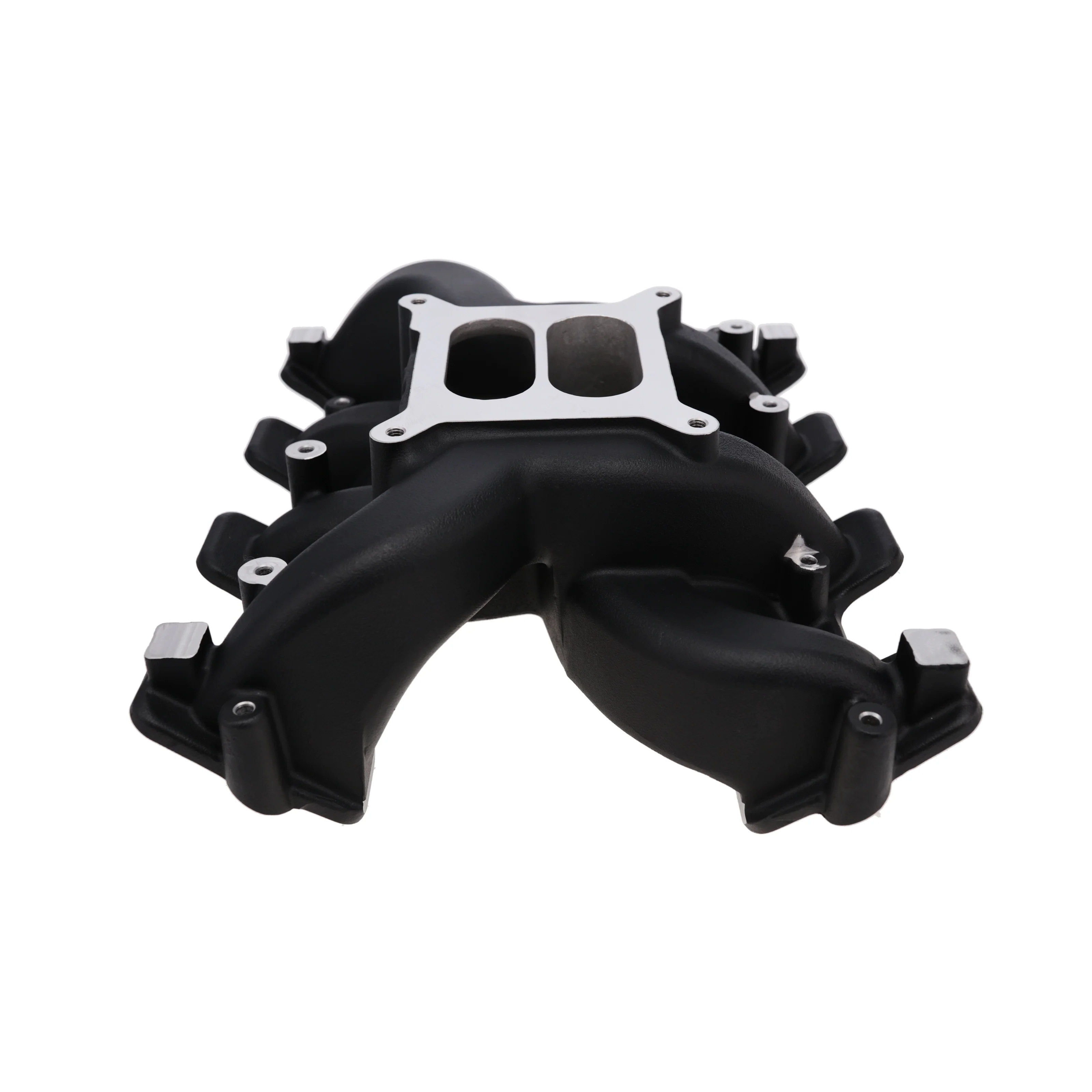 GM LS Cathedral Port Carbureted Dual Plane Aluminum Intake Manifold - Black - Image 2