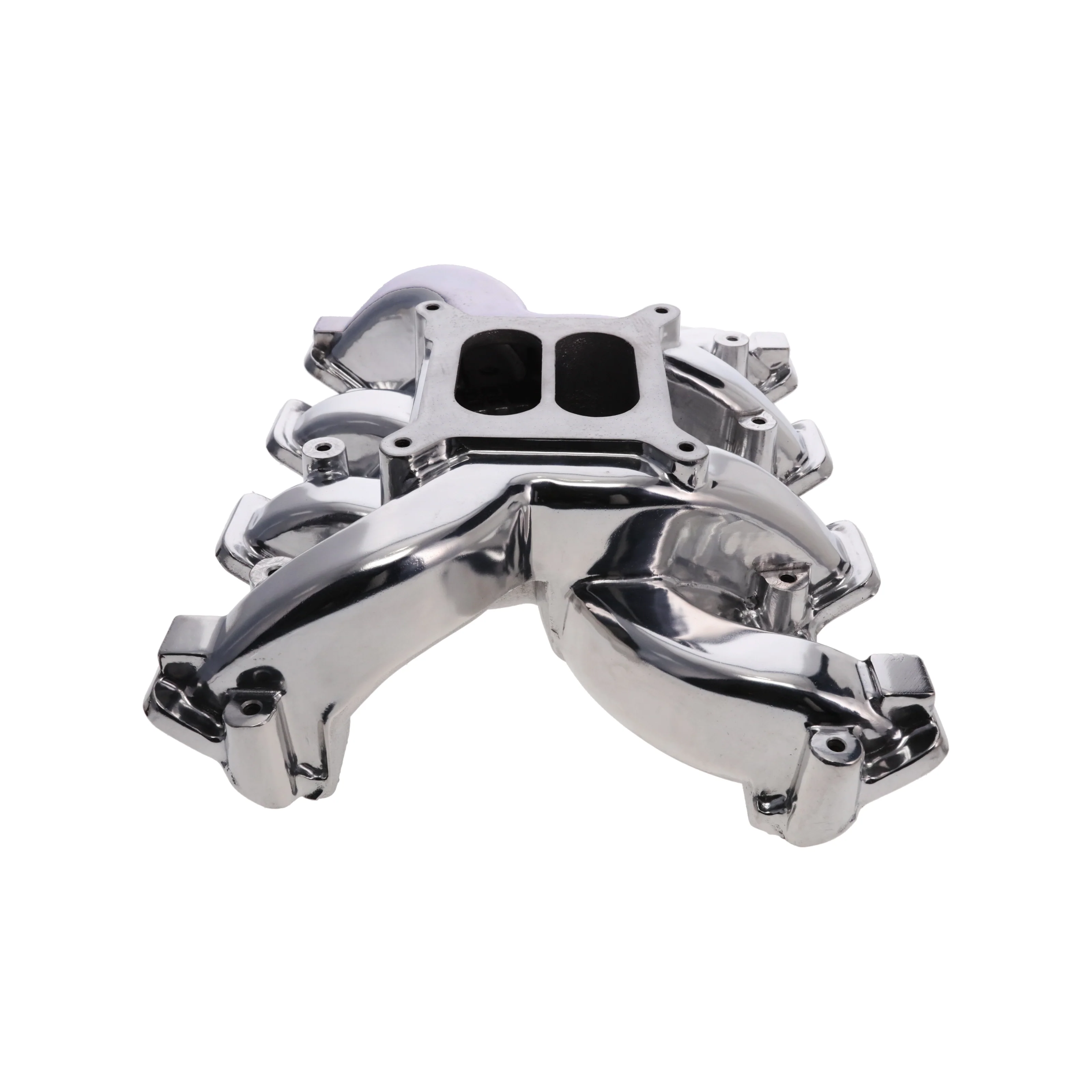 GM LS Rectangle Port Carbureted Dual Plane Aluminum Intake Manifold - Polished - Image 2