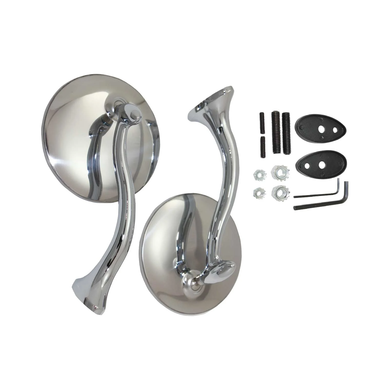 4" Stainless Steel Swan Neck Style Side View Mirrors