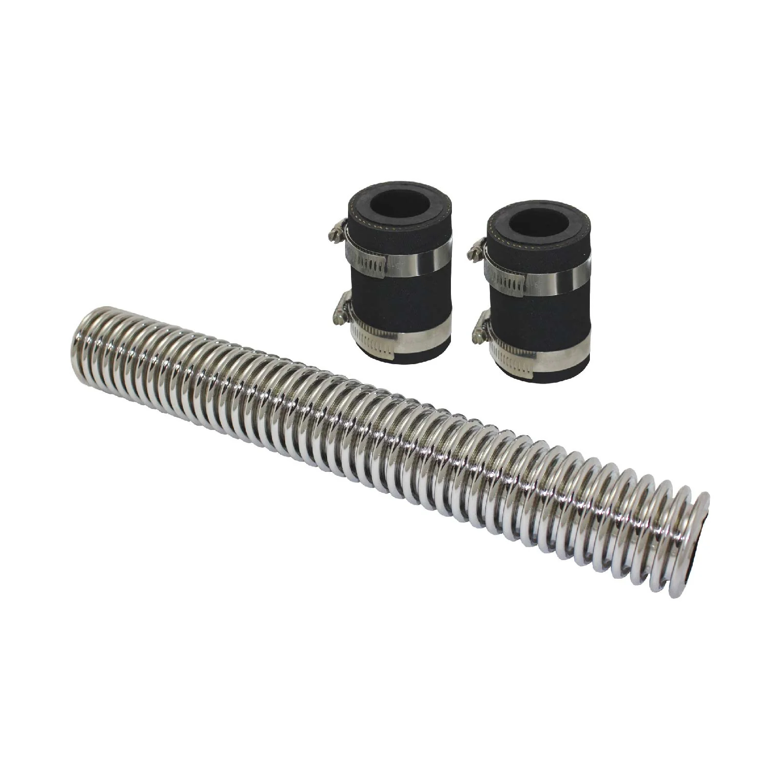 Polished Stainless Steel Flexible Radiator Hose Kit without End Caps - 48 Inches