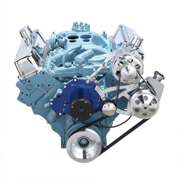 Pontiac Serpentine Conversion - Power Steering & Alternator - Electric Water Pump - Polished - Image 2