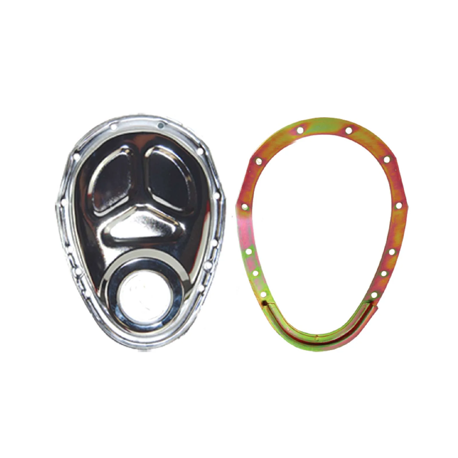 Chevy Small Block / GM 90° V6 Chrome Steel 2-Piece Timing Cover