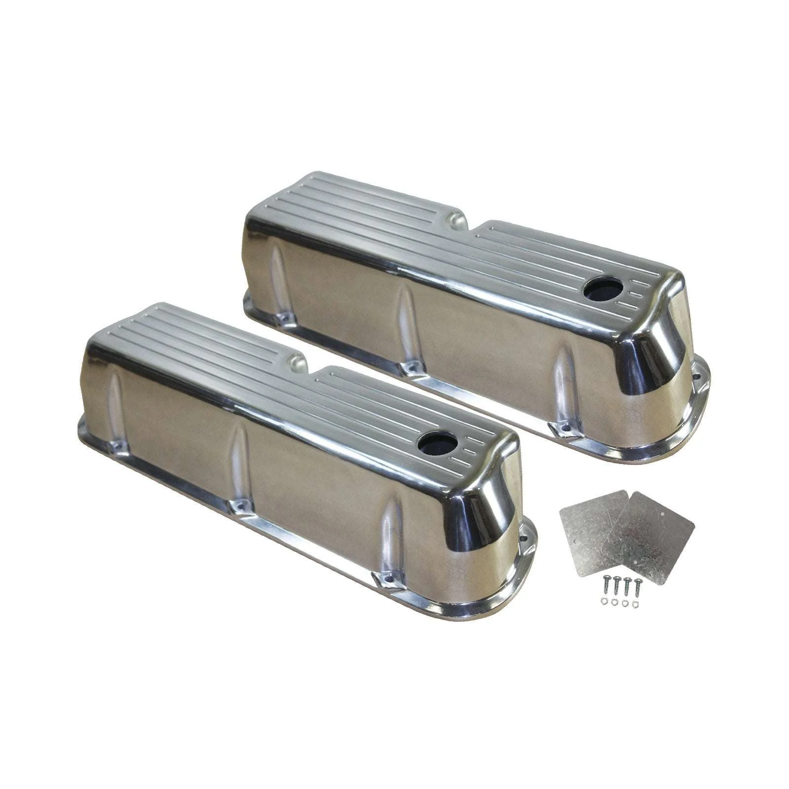 Ford Small Block Ball Milled Tall Polished Aluminum Valve Covers